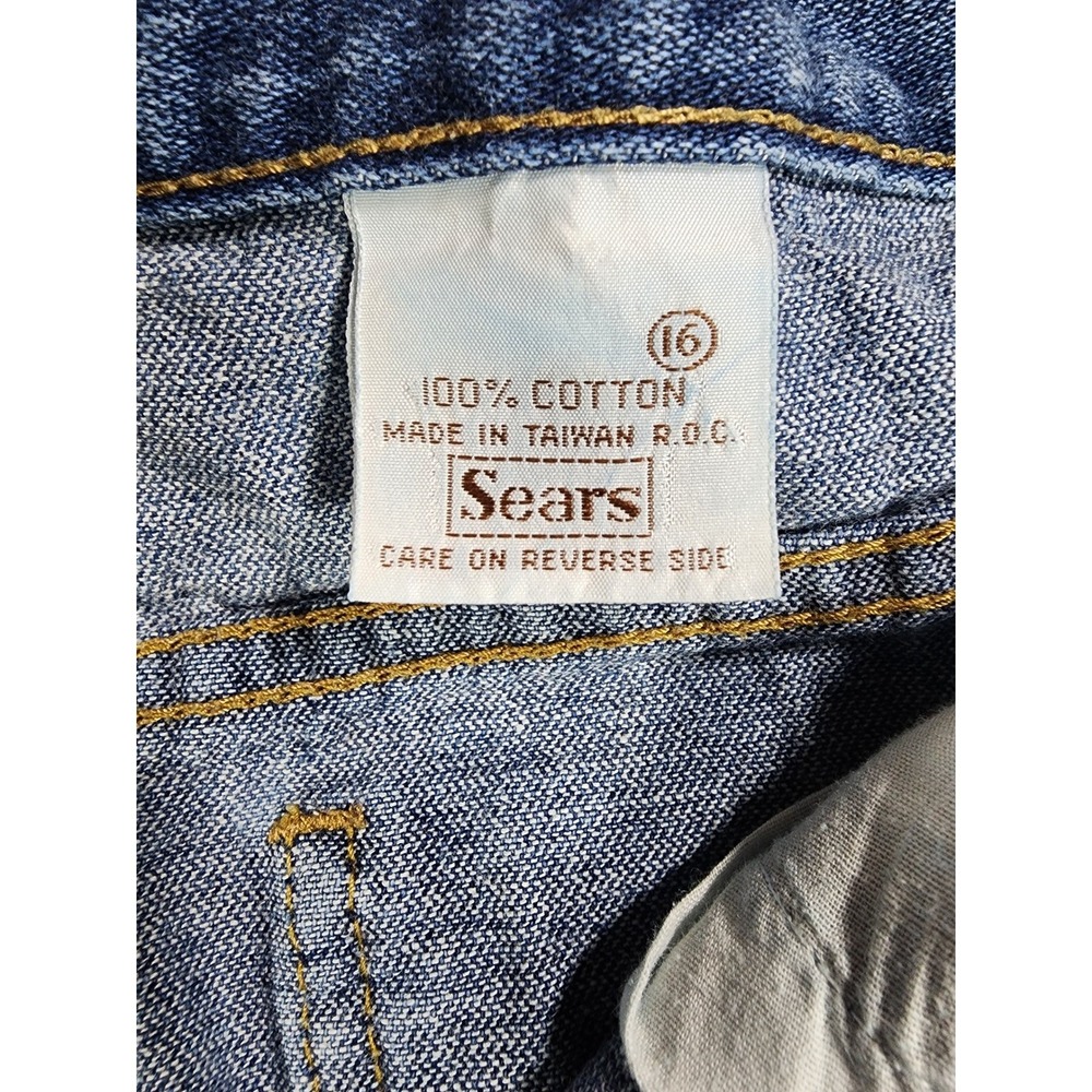 Vintage 80's Sears High Waist‎ Blue Denim Jeans Women's Size 16 6635 Wide Leg - Picture 5 of 13